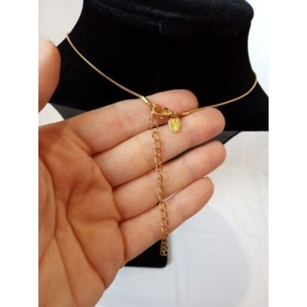 Lia Sophia Pendant Necklace Goldtone With Black Stone - 15- 18in - Picture 2 of 7